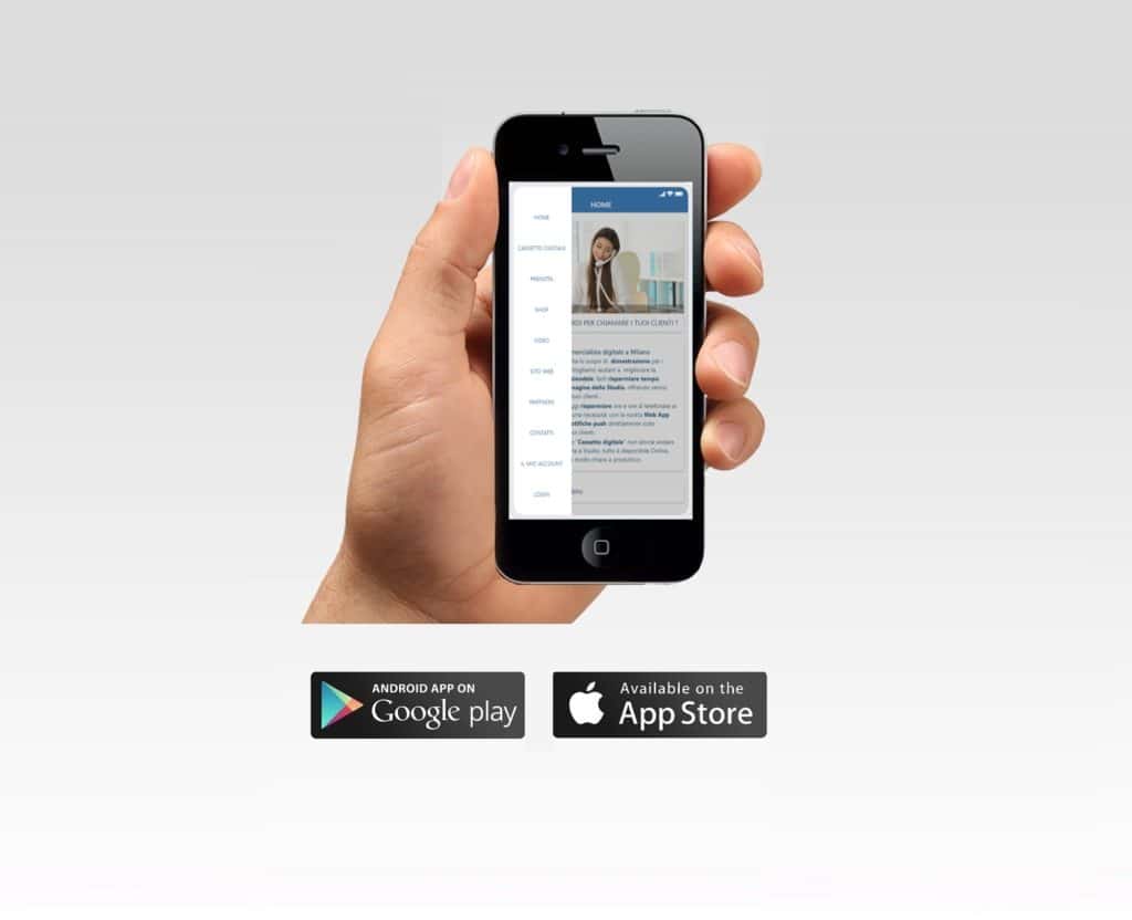 l'immagine rappresenta la home di esempio di una App per servizi digitali per commercialisti